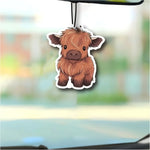 Baby Highland Cow Car Air Freshener Car Fragrance Tablets Wardrobe Rearview Mirror Hanging Decor Car Accessories Interior Pendan