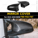 For 2015 2016 2017 2018 2019 2020 F80 F82 F87 BMW M2 M3 M4 A Pairs Side Mirror Cover Caps Carbon Fiber or Gloss Black