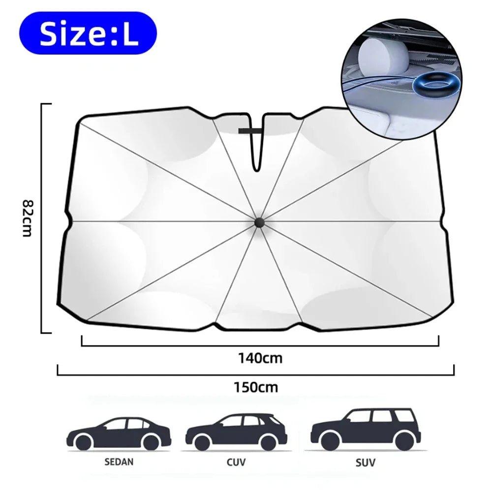 Upgraded Car Windshield Sun Shade Umbrella Foldable Car Sunshade Front Window Cover additional angle