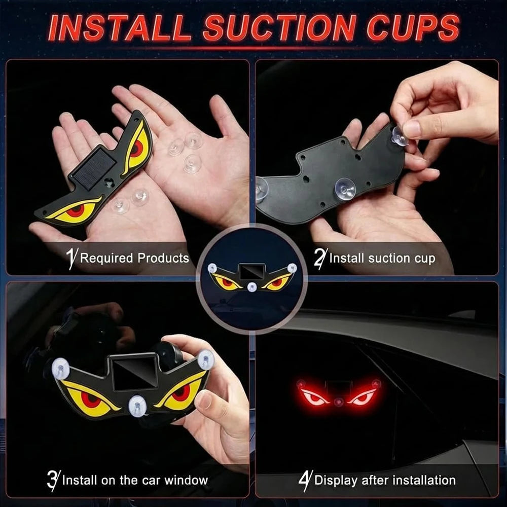 2026Solar LED Devil Eyes Windshield Warning Flashing Signal Indicator Car LED Ambient Lights with Suction Cup for Auto Window