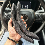 2PCS Universal Round Car Steering Wheel Cover Winter Fur Warm Carbon Fiber Leather Anti- detail view