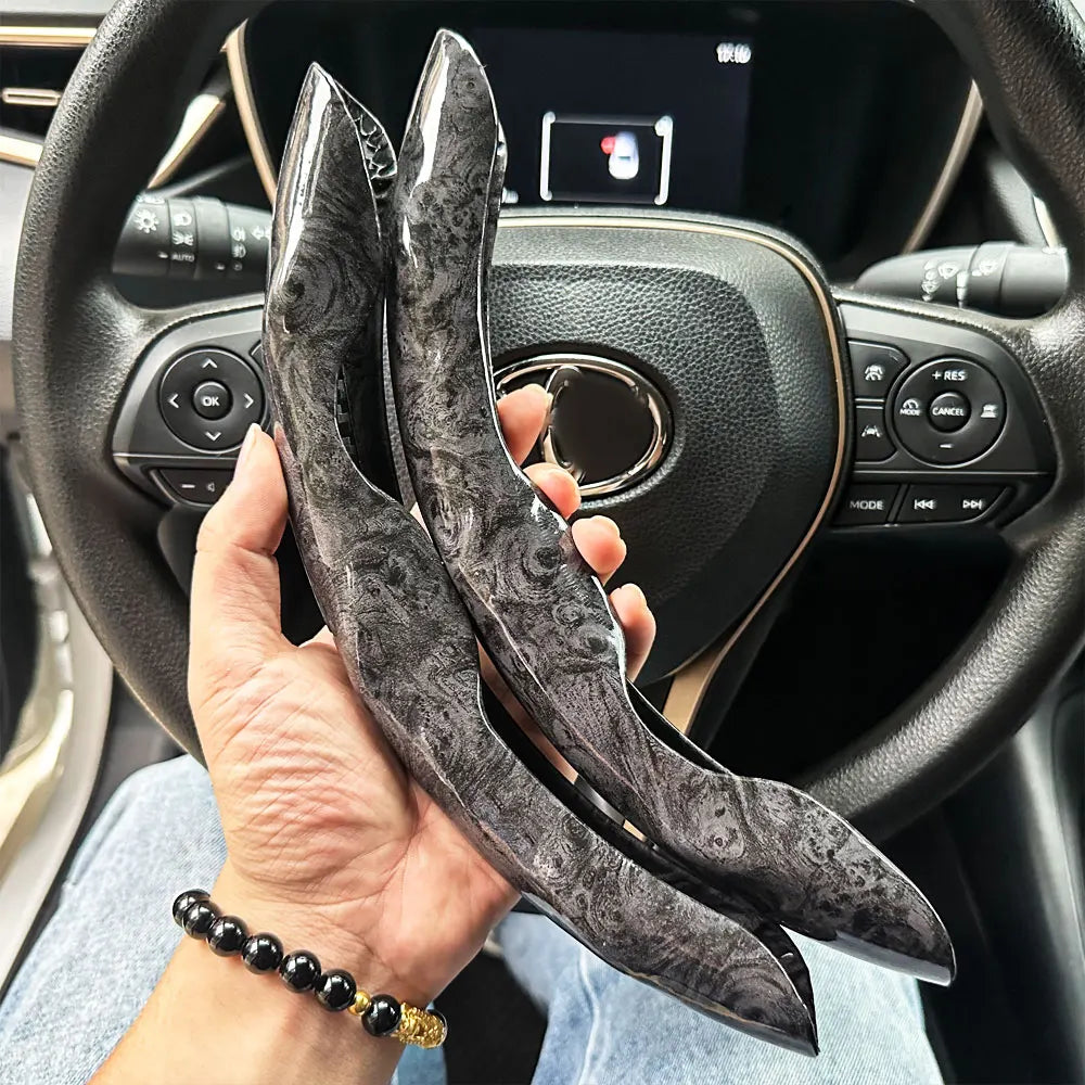2PCS Universal Round Car Steering Wheel Cover Winter Fur Warm Carbon Fiber Leather Anti- detail view