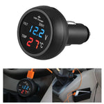 3 in 1 Car LED Digital Voltmeter Thermometer USB Charger | 12V/24V Digital Display additional angle
