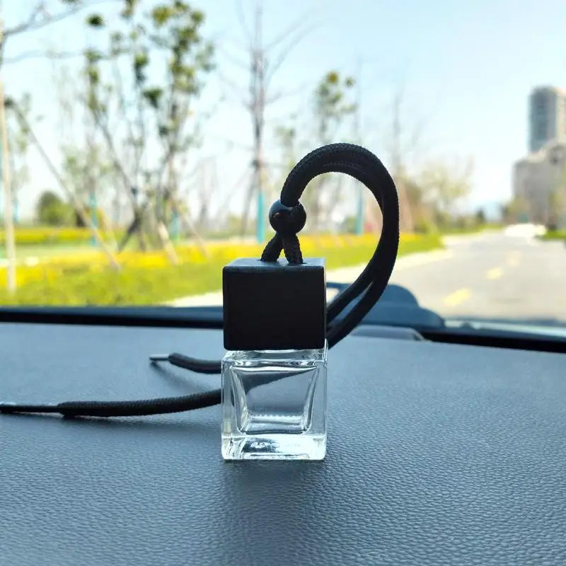 Square Glass Car Perfume Bottle Pendant | Empty Essential Oil Diffuser additional angle