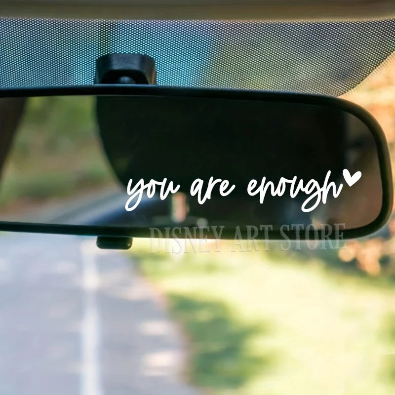 Car Rear View Mirror Vinyl Sticker Decal Boost Your Self-Care Motivational Quotes Dec alternate view