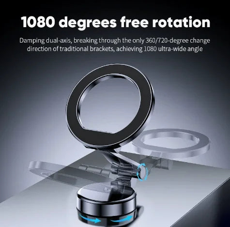 Magnetic Car Phone Holder | 1080° Rotatable Foldable Dashboard Mount close-up view