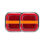 2pcs Square 4 Inch LED Tail Light Set | Brake Turn Signal Lamp for Trailer Van Bus Pickup