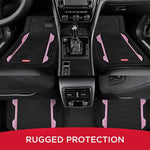 Heavy duty allweather car floor mats with dualtone pink aluminum inserts for universal fit in most SUVs sedans and vans featuri