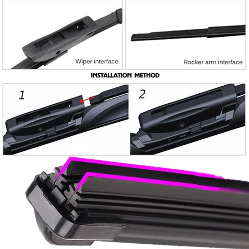Car Windshield Wiper Blades | Universal Soft Double Layer Rubber Frameless Bracketles alternate view