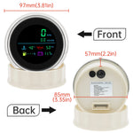 85mm 6 in 1 LCD MultiFunction Gauge | Tachometer Fuel Level Water Temp Oil Pressure Vo close-up view