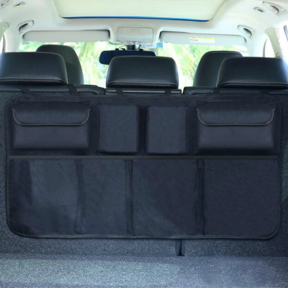Oxford Cloth Car Trunk Storage Bag Organizer With Four Pockets close-up view
