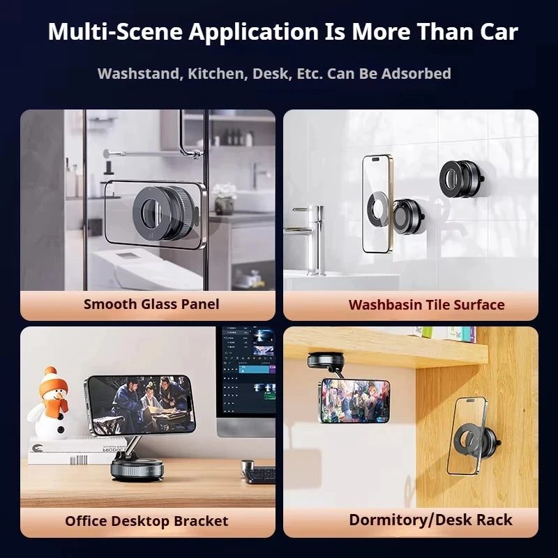 Super Strong Car Phone Holder | Vacuum Magnetic Suction Cup Mount with 360 Rotation additional angle