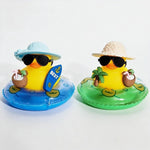New! Car Dashboard Ornaments Summer Little Yellow Duck Coconut Skateboard Hat Rubber Squeeze Duck Cute Car Decoration