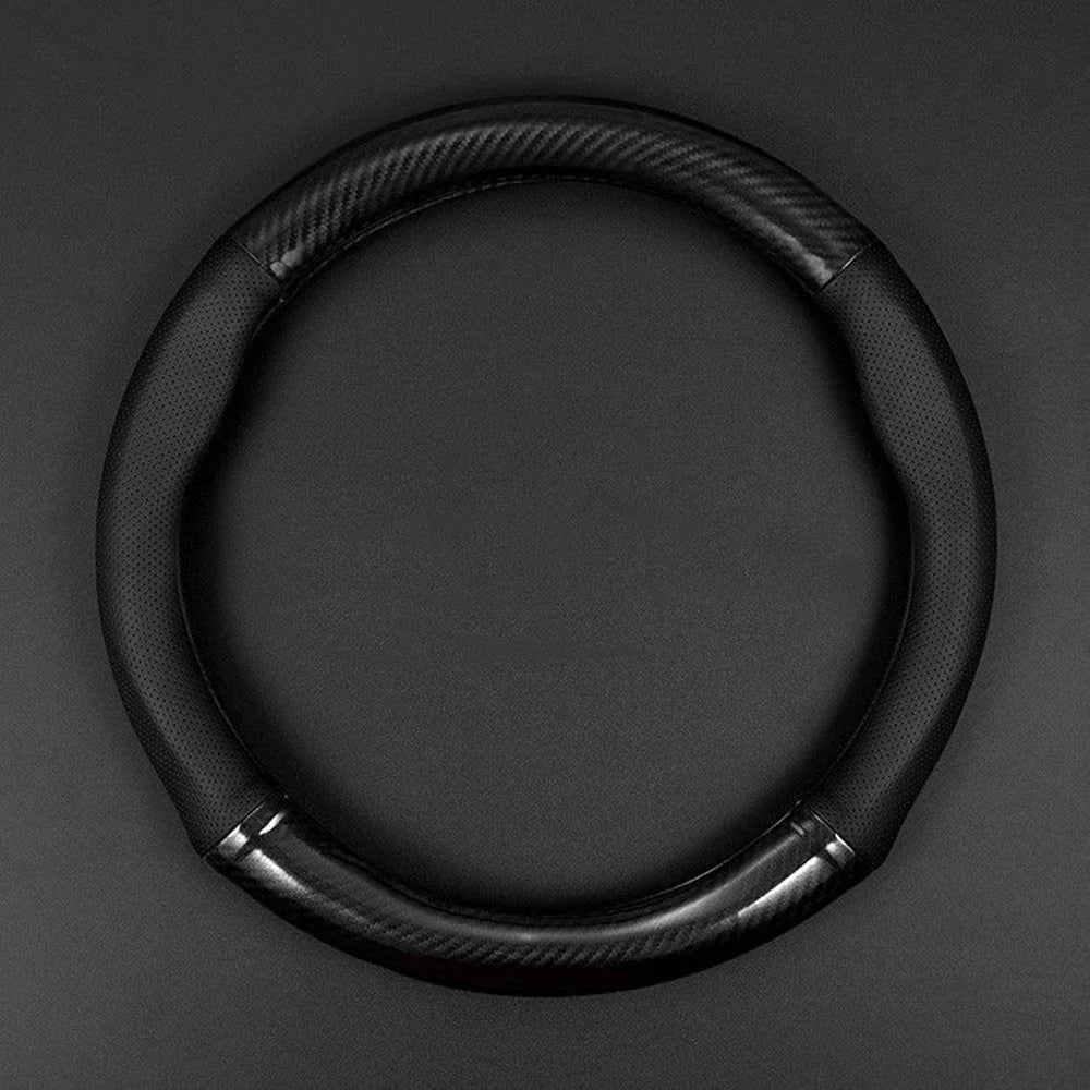 Universal Car Steering Wheel Cover Carbon Fiber Leather Three-dimensional Anti Slip, Timple And Fash