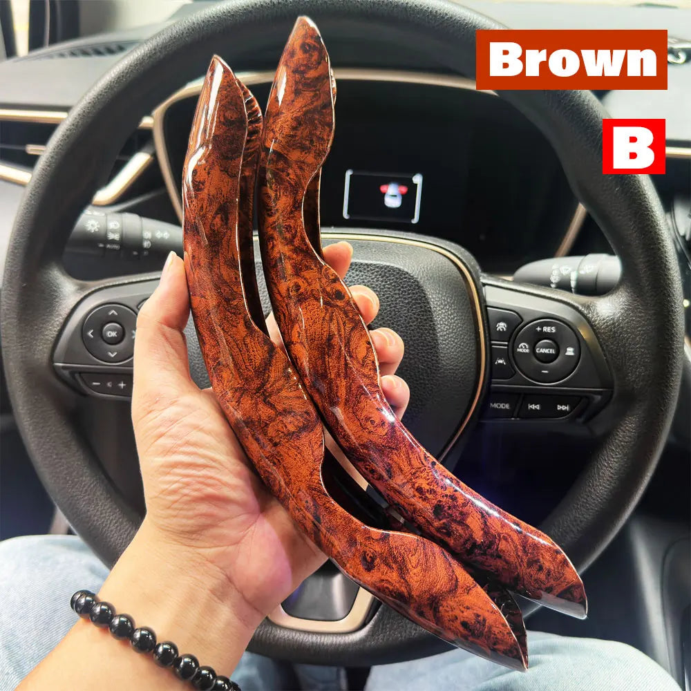 2PCS Universal Round Car Steering Wheel Cover Winter Fur Warm Carbon Fiber Leather Anti- detail view