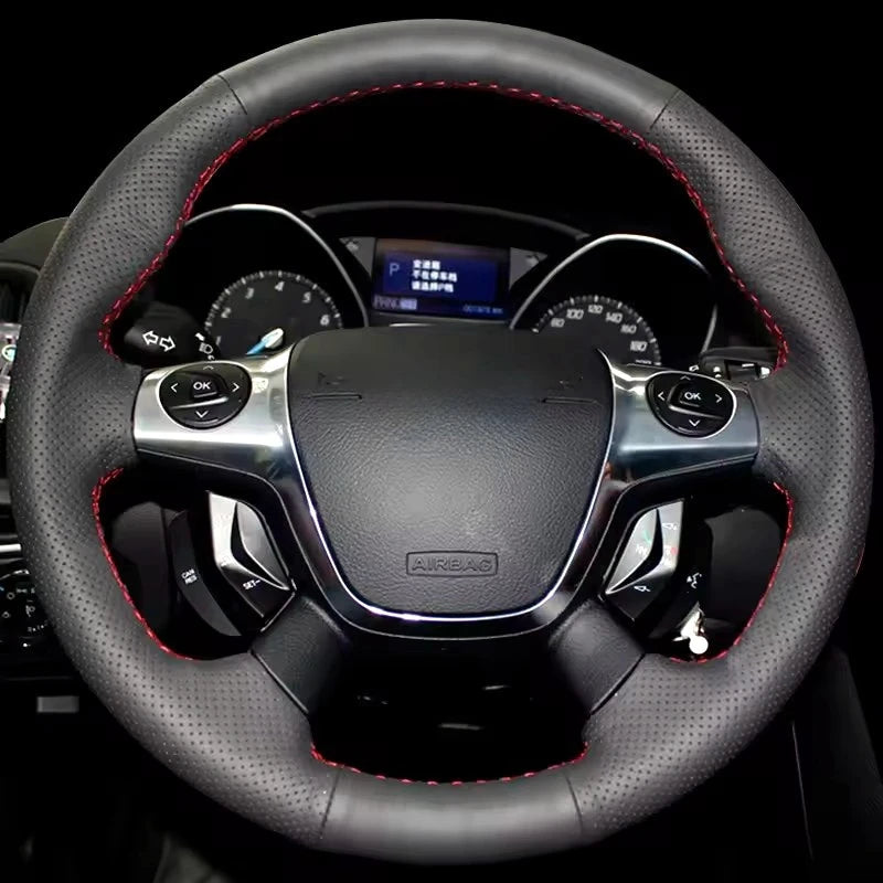 Car Steering Wheel Cover Perforated Microfiber Leather For Ford KUGA Escape 2013-2016 Focus 3 2012-2