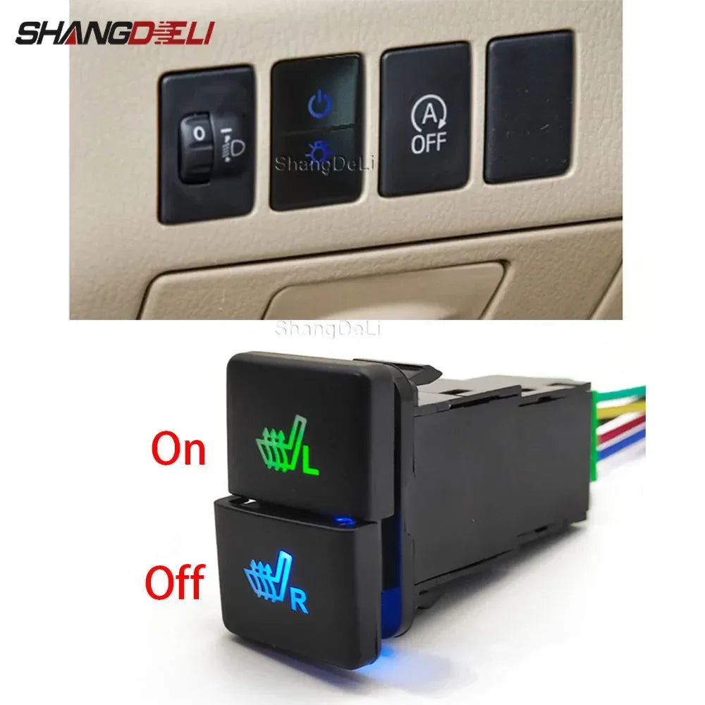 Car LED Light Double Key Seat Heated Button Heating Switch with Connecting Wire for Toyota Camry Pri