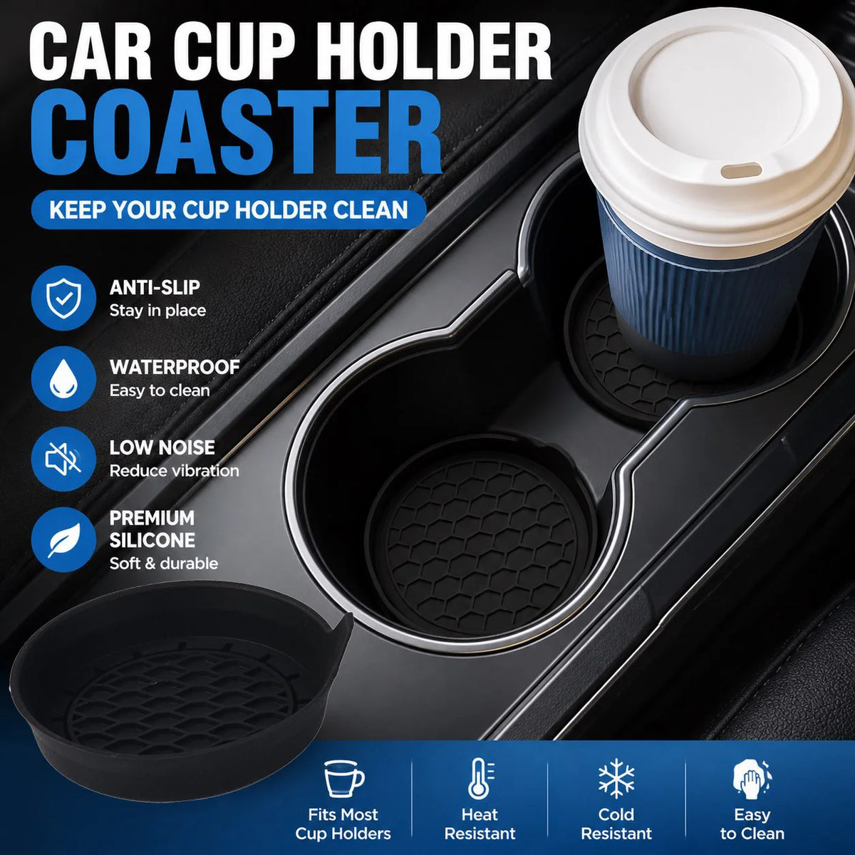 Car Cup Holder Coaster Silicone Non-Slip Insert