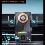 Car Unicersal Air Vent Electric Rotating Opening Closing Phone Holder 15W Wireless Cha close-up view