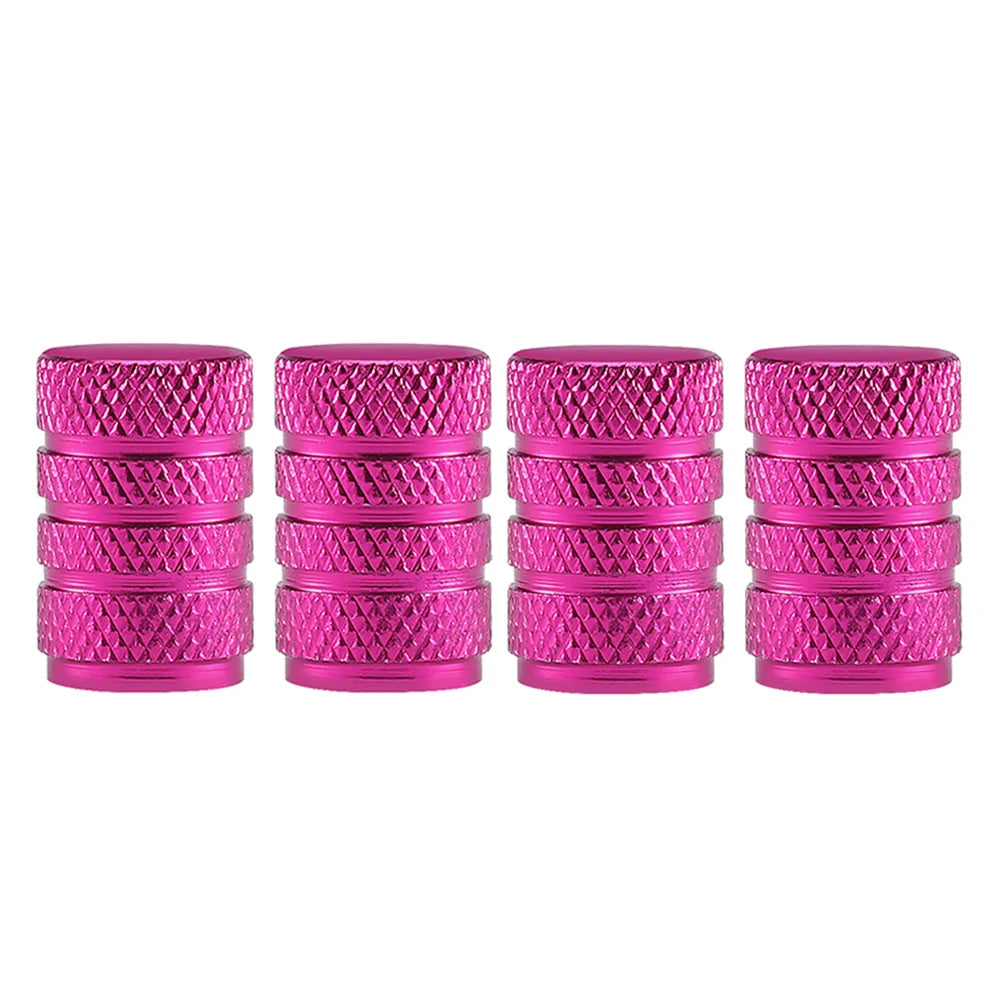 DSYCAR 4Pcs Silver Aluminum Knurling Tire Valve Stem Caps | US Schrader Compatible lifestyle view