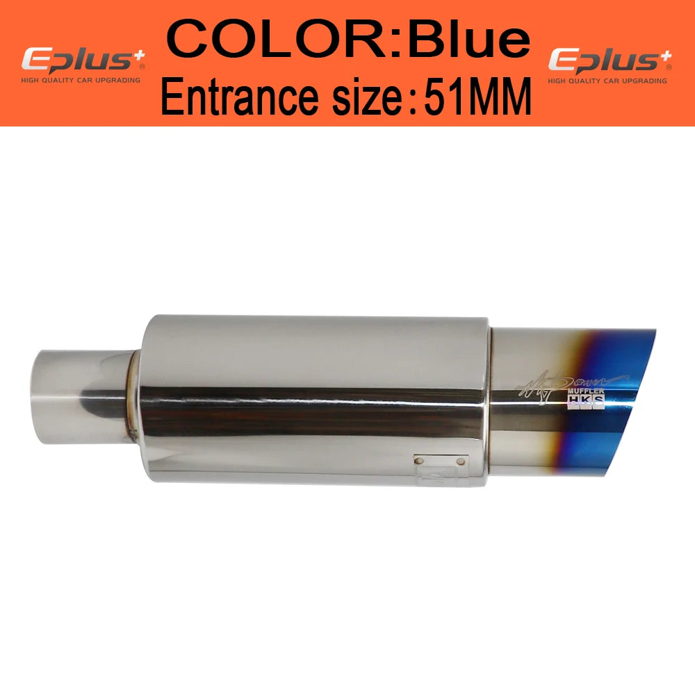 Stainless Steel Car Exhaust Pipe Straight Drum Muffler | Universal 51-63mm Inlet 89mm alternate view