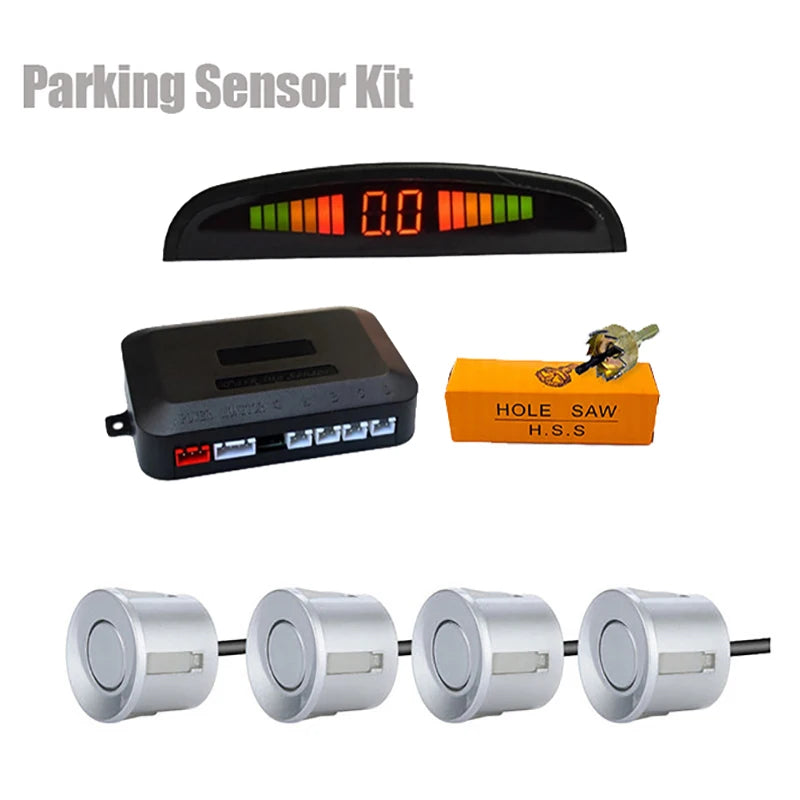 Car LED Parking Sensor Kit with 4 Radar Accurate Digital Display of Obstacle Distance Al detail view