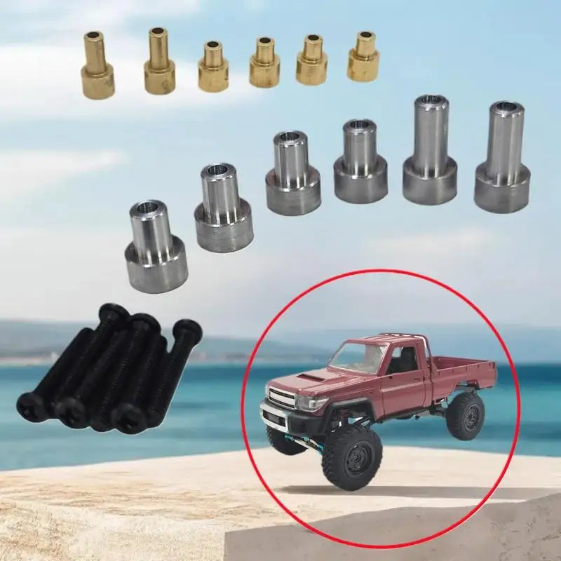 High-quality 1/12 Scale Big Wheel Upgrade Kit MN82 MN82S Metal Case Lift Column Set
