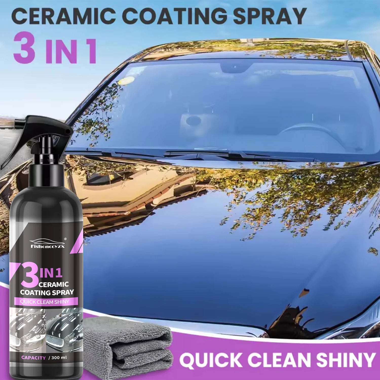 3 in 1 Car Ceramic Liquid Coating Spray Nano Crystal Hydrophobic Layer Polishing Agent High Gloss Pa