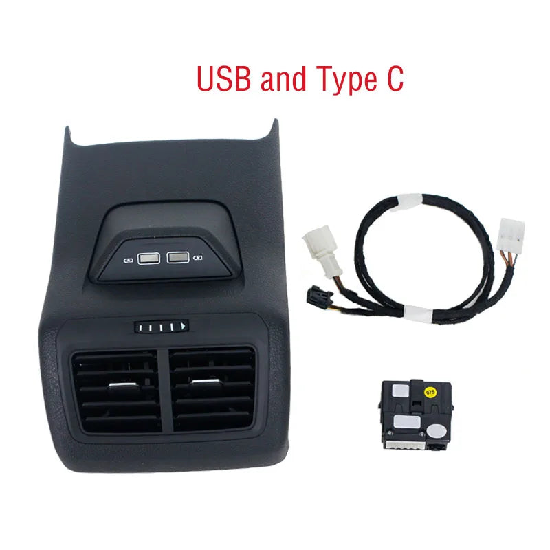 Car Rear A/C Air Conditioner Outlet Clip Tab Pick Air Conditioning Vents Frame Armrest Type C USB For VW Golf 7 MK7 2013-2019