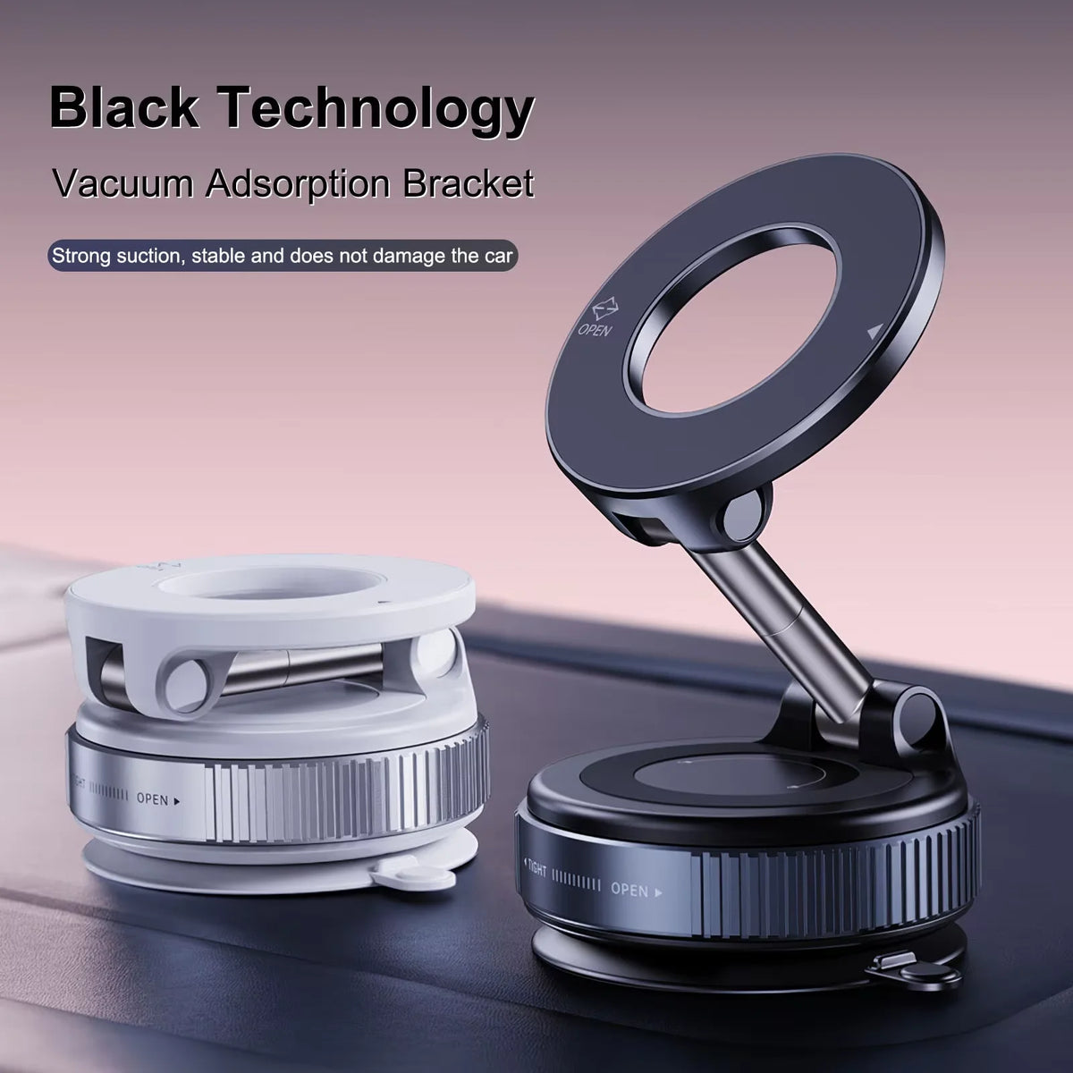 Upgraded Foldable Magnetic Car Phone Holder – N52 Magnet, 360° Rotatable, Dashboard Su close-up view