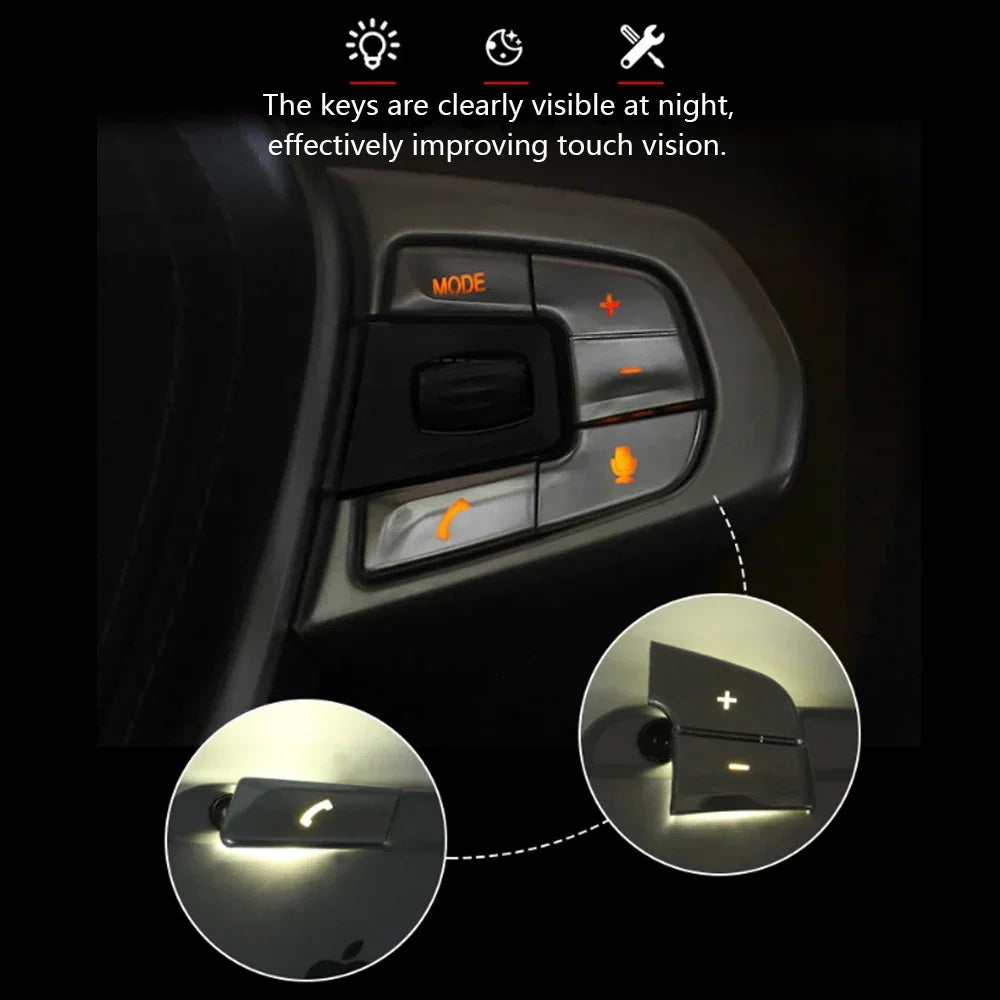 Chrome Car Steering Wheel Switch Button Cover Trim For BMW 5 X3 G30 G38 G01 2018-2022 lifestyle view