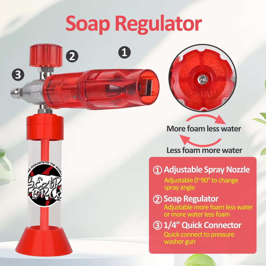 Pressure Magnetic Foam Cannon Pro with 1/4 Quick Connector | 360° Adjustable Snow Foam close-up view