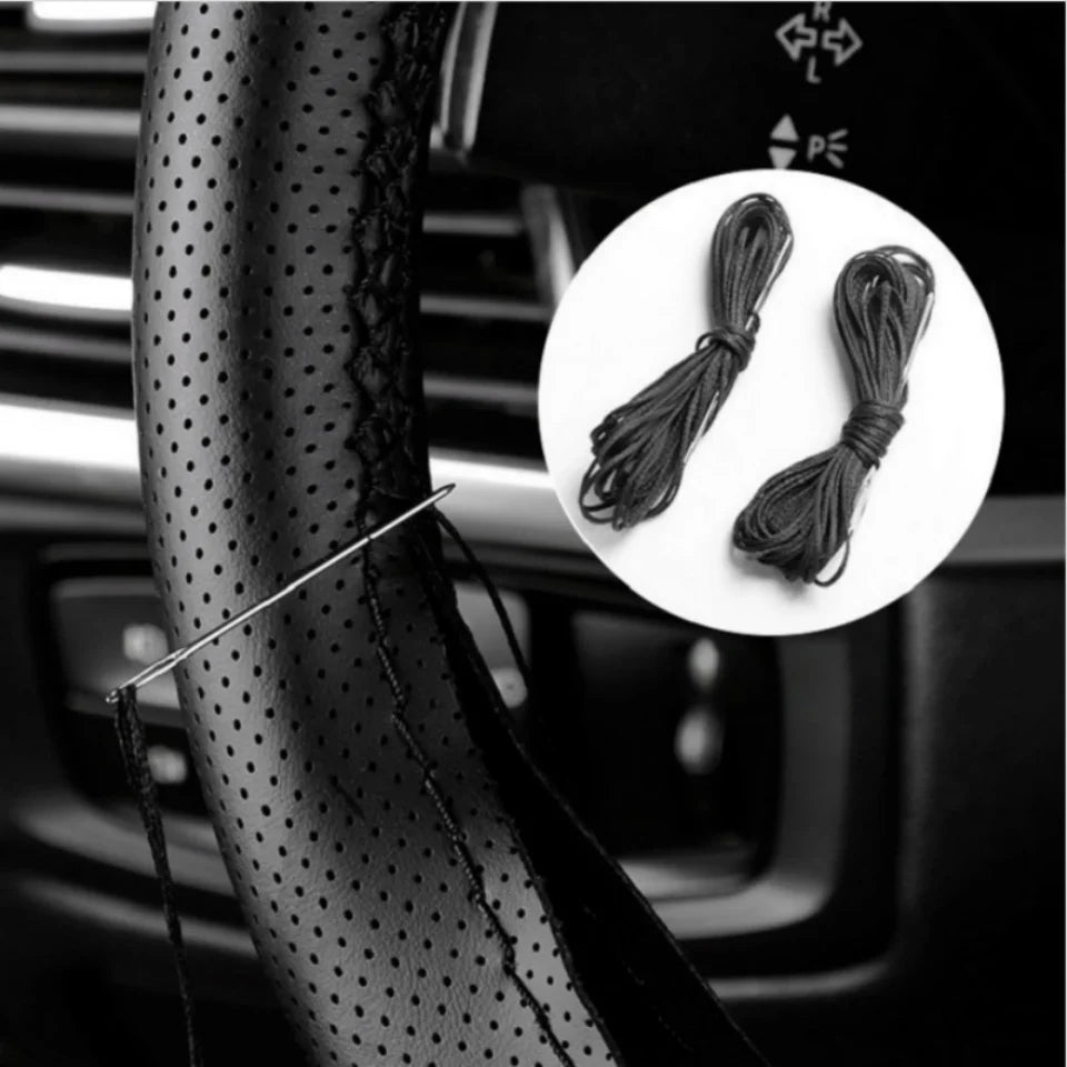 DIY Car Steering Wheel Cover Fiber Leather with Needle Braid on Steering Wheel SkidProof Car Styling