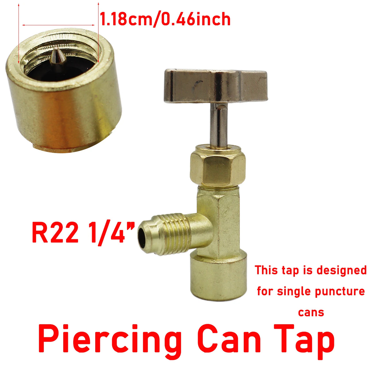 1/4 Thread Adapter R-134a Refrigerant Can Dispensing Bottle Tap Opener Valve 60*35mm alternate view