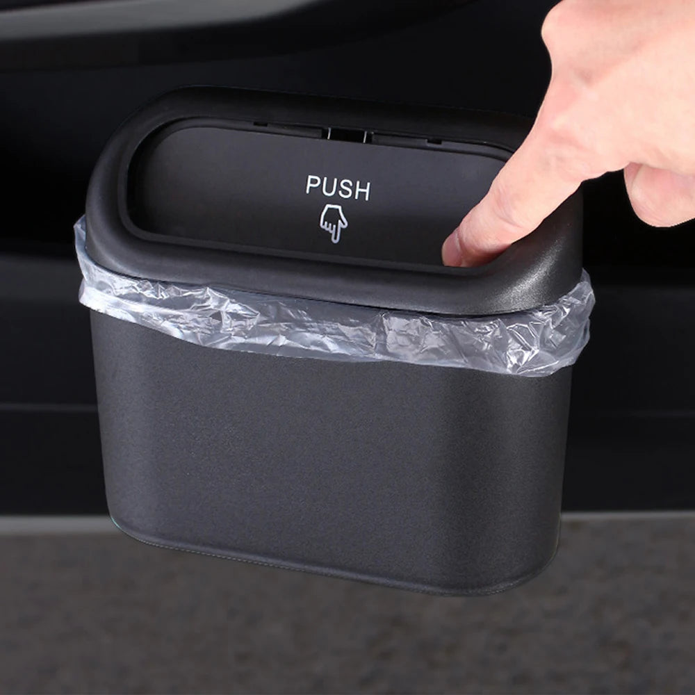 Portable Mini Car Trash Can With Lid Folding Garbage Storage Box