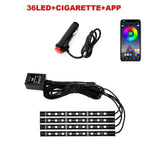 72/48/36 LED RGB Car Foot Ambient Light with USB Cigarette Automotive Interior Ligh additional angle