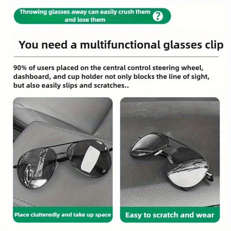Car Sun Visor Sunglasses Holder Multifunctional Ticket Card Storage Clip Auto Inter additional angle