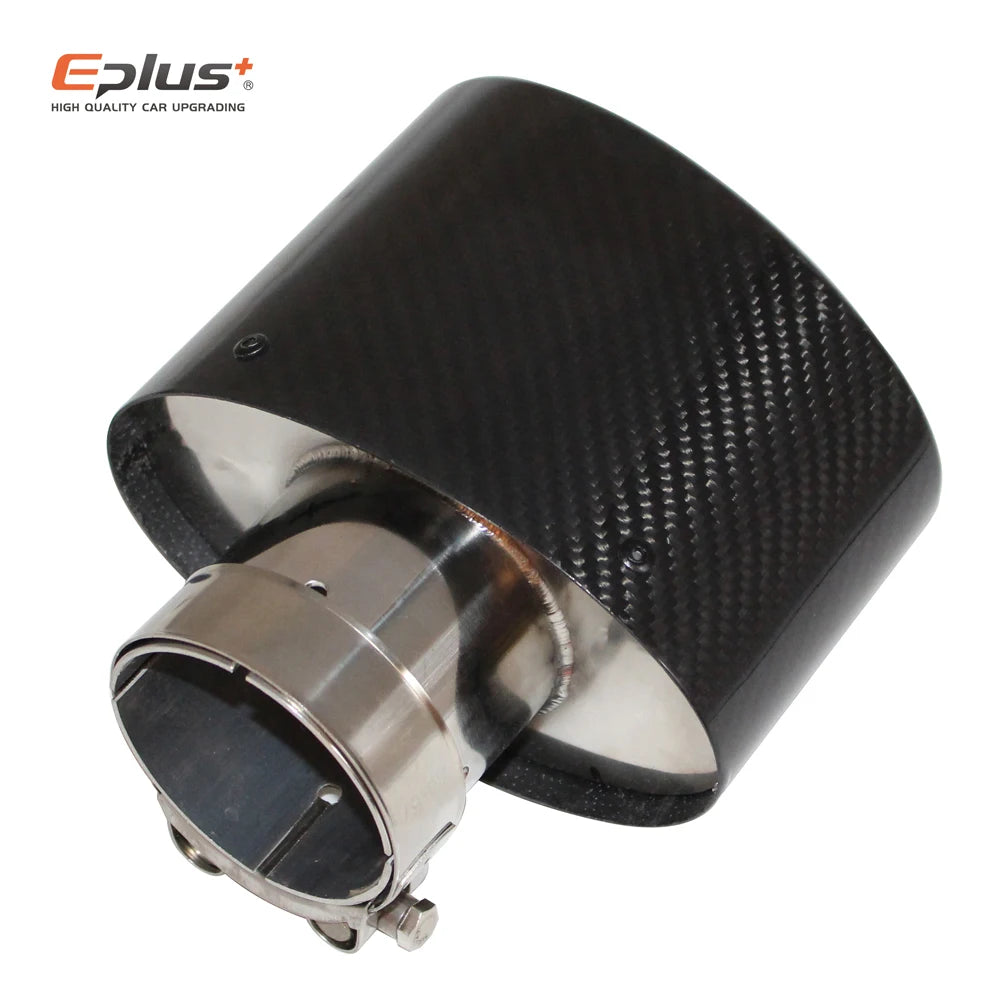 Oval Gloss Carbon Fiber Universal Car Muffler Tip Exhaust Pipe Nozzle Decoration | additional angle