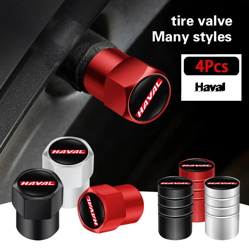 4Pcs 3D Metal Car Tire Valve Caps for Haval Models | Dust Proof Tire Valve Stem Covers
