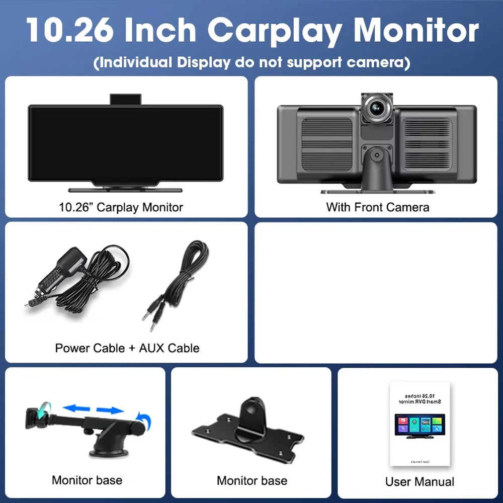 XUDA Universal 10.26 Inch Car Radio Multimedia WIFI Video Player Wireless Carplay & An close-up view