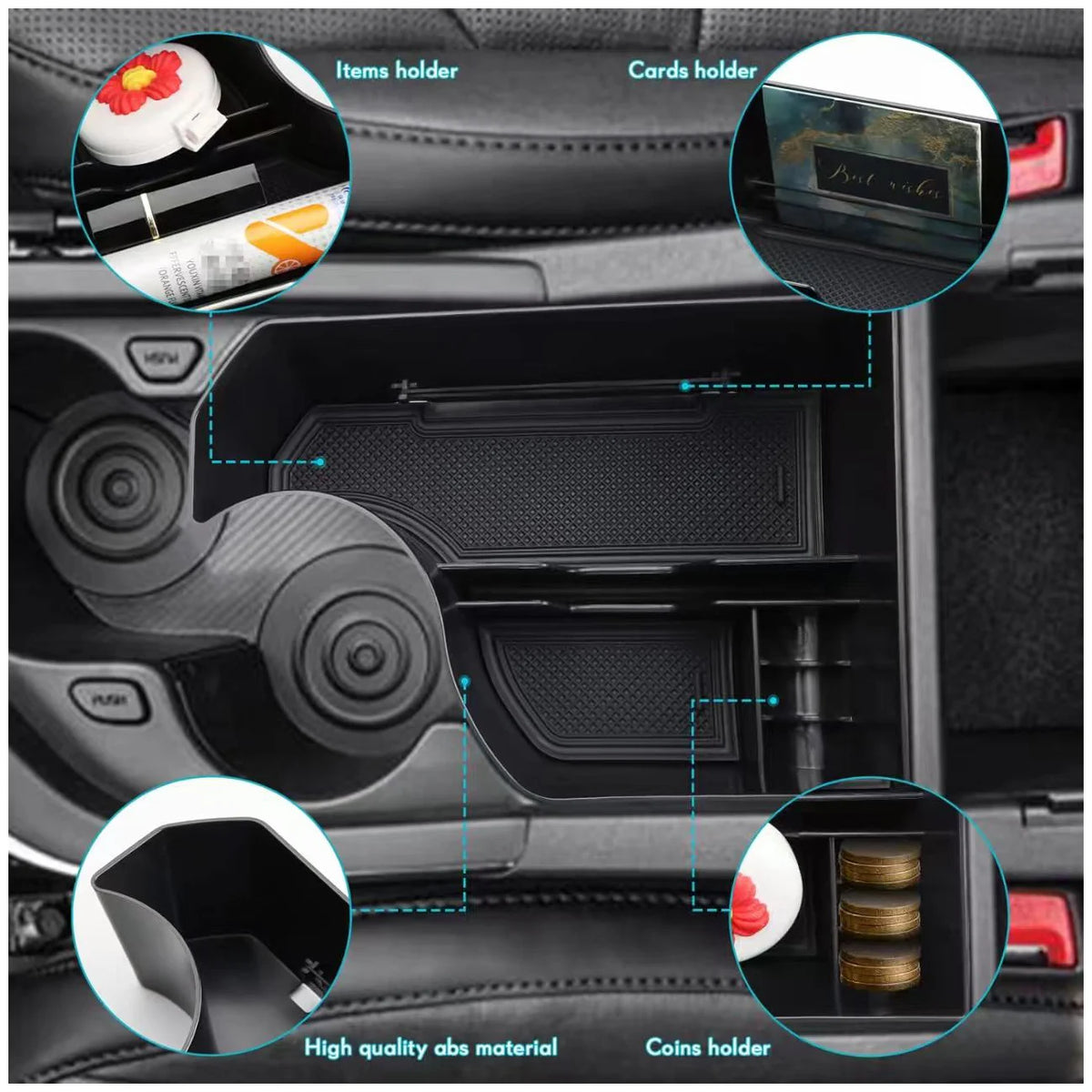 For KIA Niro SG2 EV PHEV 2022 Armrest Storage Box Tiered Storage Box Center Console Organizer Tray Ranger Car Accessories