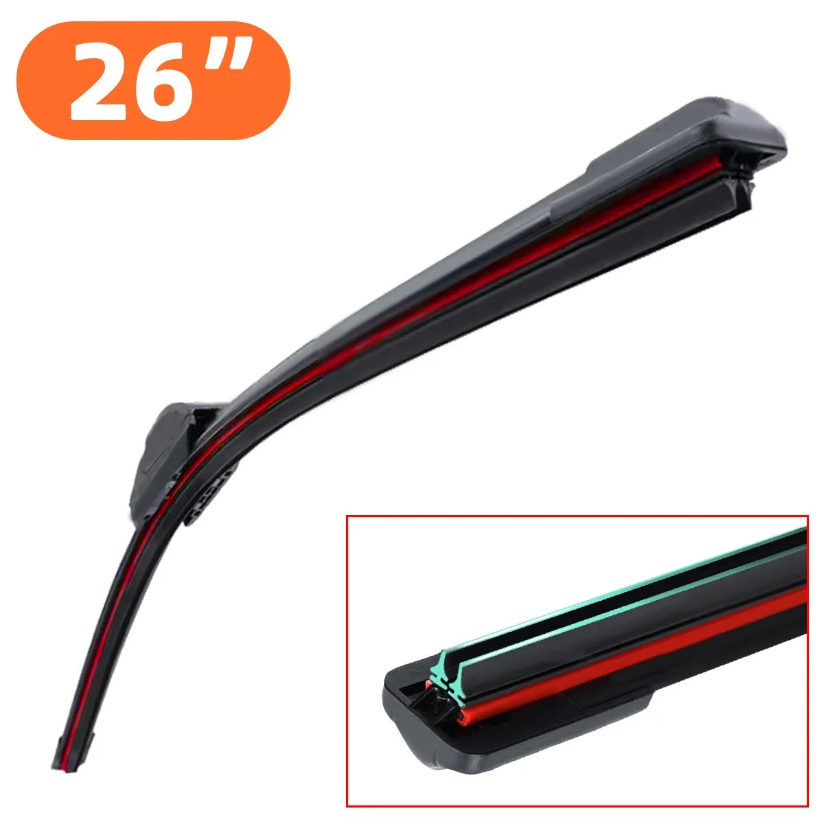 Universal Wiper Blades 1PC Double Rubber | J/U-Shaped Car Front Windshield Wiper Repla close-up view