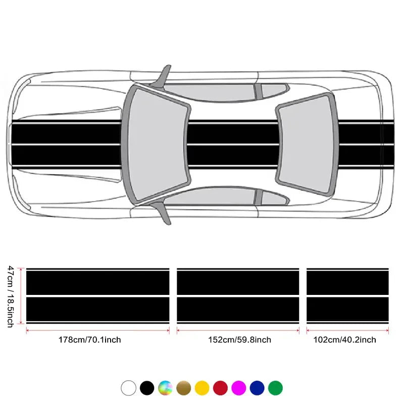 Car Stickers 6pcs Kit | Full Body Vinyl Decals Racing Stripe Design for Roof Hood Doo lifestyle view