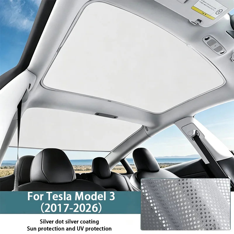 Sunroof Sunshade for Tesla Model 3 Old Version & Highland Refresh | Double-Layer Heat Reflective Fol