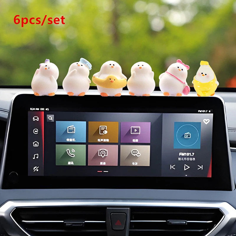 3/4/5/6/7pcs Anime Figure Little Yellow Duck Model Decor Cute Car Mounted Ornament Au lifestyle view
