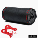 Soft Mesh Artificial Leather Steering Wheel Cover close-up view