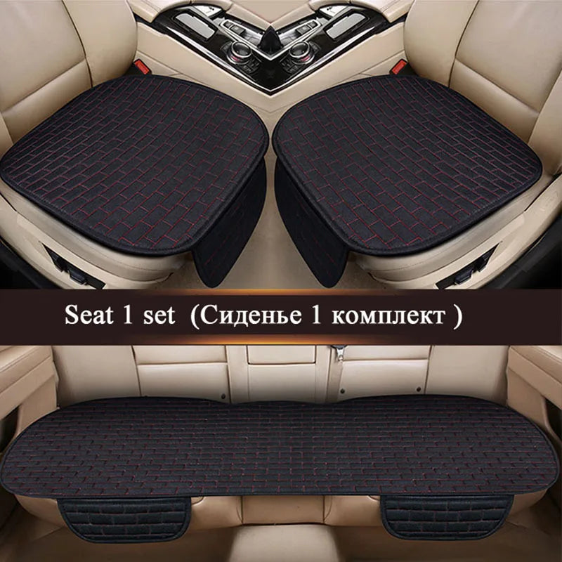 Flax Car Seat Cushion Pad Thick Fiber Filled Seat Cover additional angle