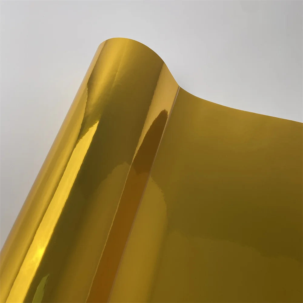 Glossy Gold Chrome Vinyl Wrap Film Car Motorcycle Sticker Waterproof Bubble Free Self alternate view