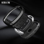 ABS Carbon Fiber Style Car Key Case Cover For Hyundai i30 ix25 Elantra KONA Solaris Azera Grandeur TM Accent Santa Fe Keychain