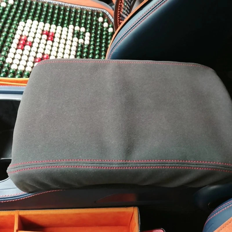 For BYD ATTO 3 EVO Yuan Plus 2026 2027 Center Console Cover Armrest Box Protector Pad Black Suede Interior Accessories